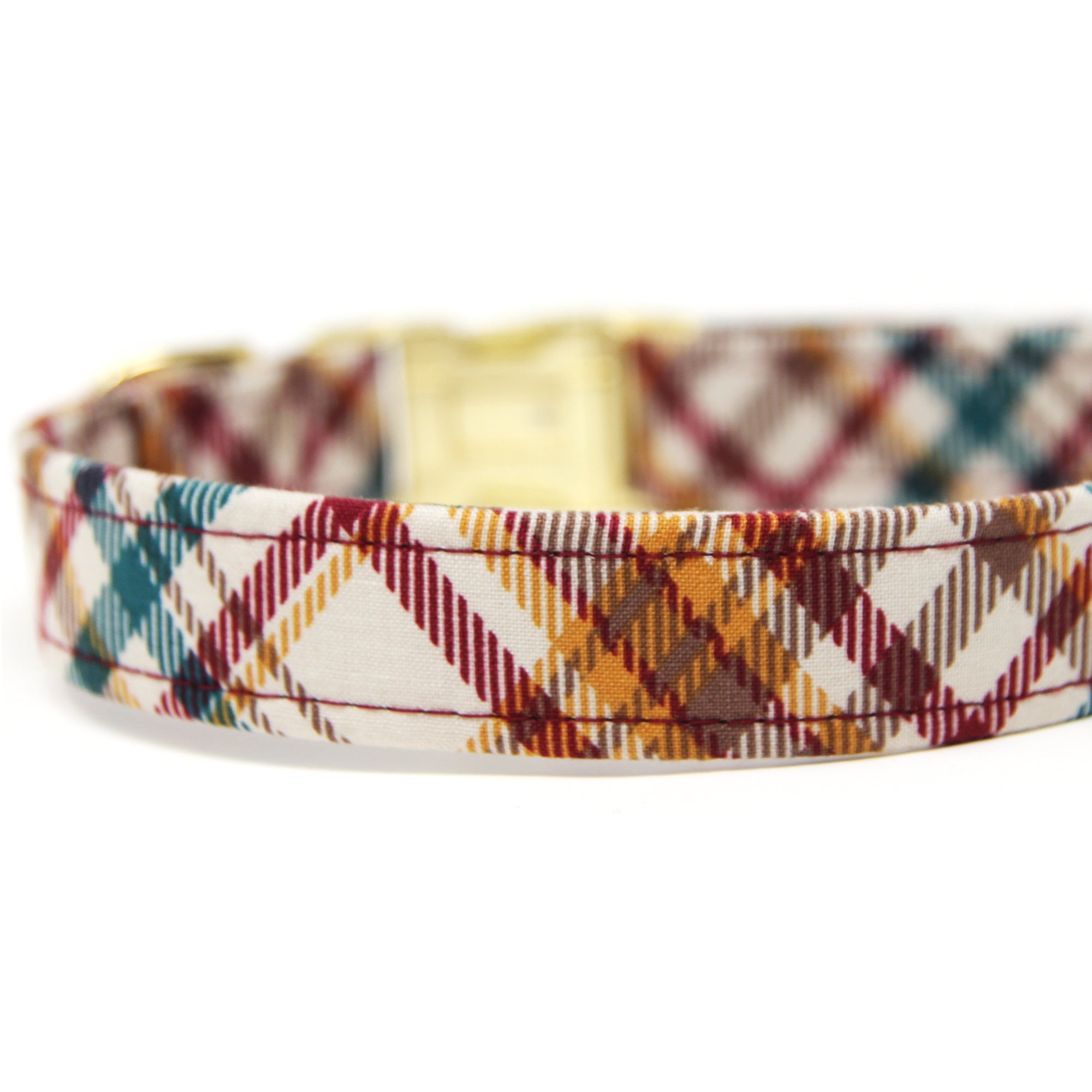 Recycled Canvas Autumn Plaid Dog Collar